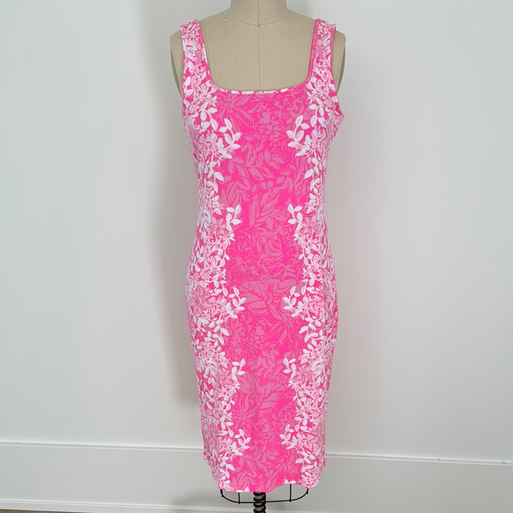 Lilly Pulitzer Pink and White Floral Midi Dress